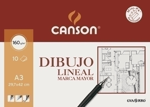 CANSON - LAMINA GUARRO- DIBUJO MARCA MAYOR 160g MINI-PACK de 10 A3 (Ref.C200408991)