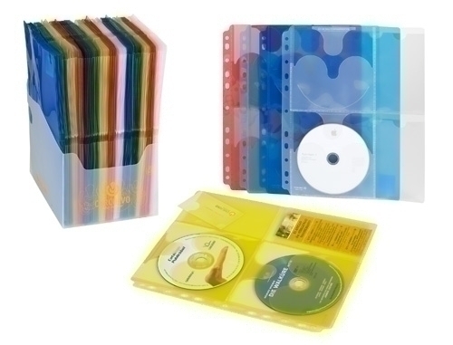 CARCHIVO - FUNDA CD/DVD PP A4 con 11 TALAD. (4 CD + 4 TARJ.) COLORES (Ref.348K)