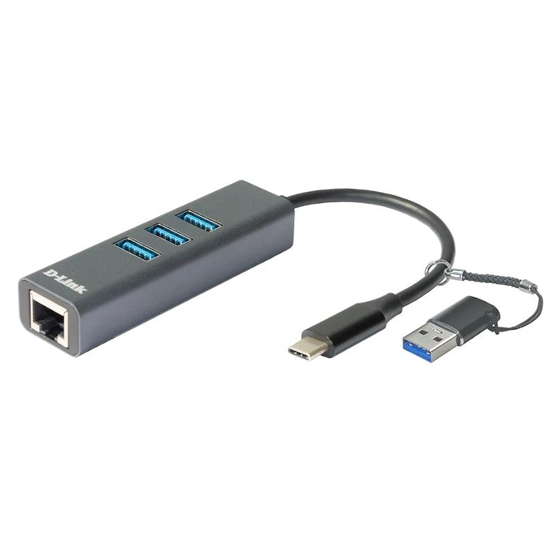 D-LINK - USB-C/USB GbE Adapter 3xUSB 3.0 (Ref.DUB-2332)