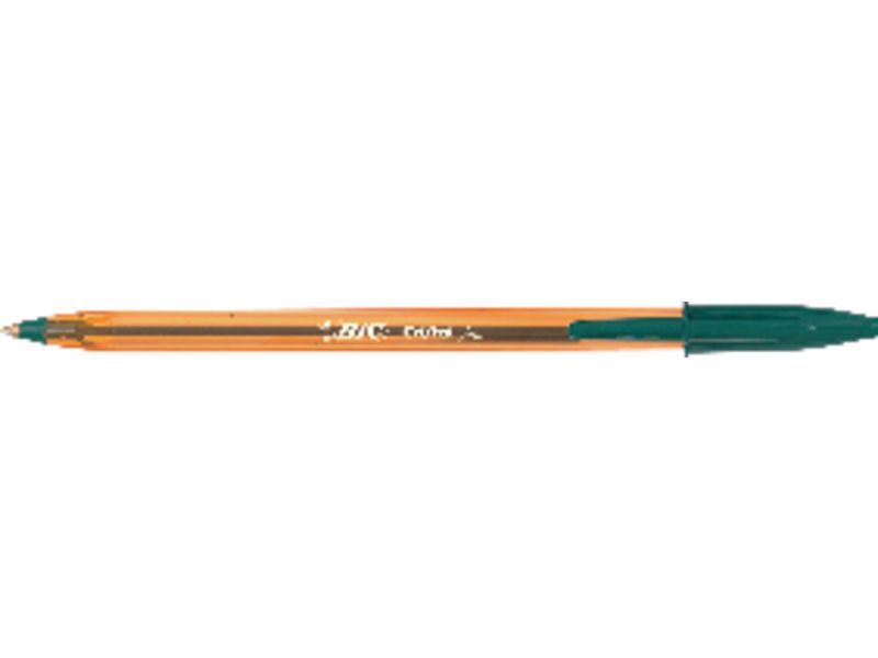 BIC - Boligrafo Cristal Fine Cuerpo naranja Trazo 0.3 mm Tinta verde Capuchón ventilado (Ref.872729)