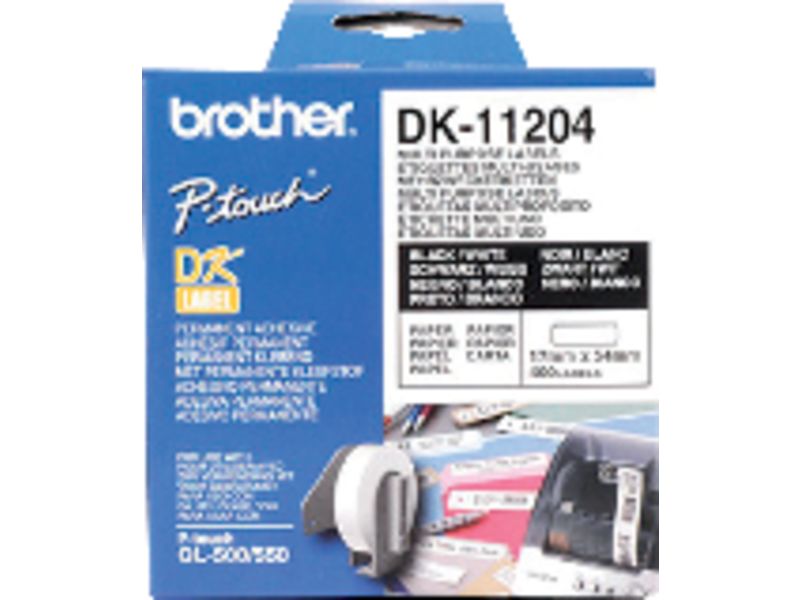 BROTHER - Cintas DK Label Rotulacion 17X54 Negro/blanco 400 ud (Ref.DK11204)