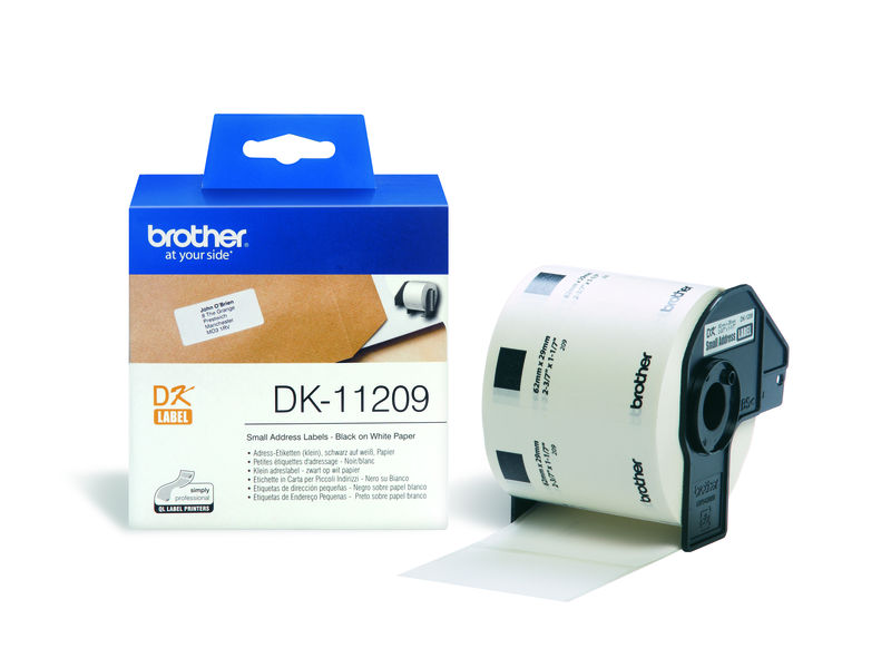BROTHER - Etiqueta 800ud 29x62mm Negro/Blanco (Ref.DK11209)
