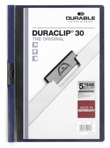 DURABLE - DOSSIER CLIP DURACLIP PVC A4 2200 pinza METAL 30h AZUL ANTRACITA (Ref.220028)