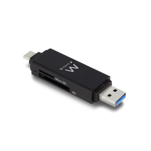 EWENT - lector de tarjeta USB 3.2 Gen 1 (3.1 Gen 1) Type-A/Type-C Negro (Ref.EW1075)