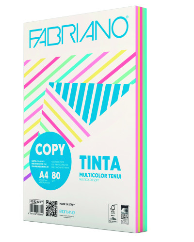 FABRIANO - Copy Tinta papel para impresora de inyección de tinta A4 (210x297 mm) 250 hojas Azul, Verde, Lavanda, Rosa, Amarillo (Ref.F62521297)