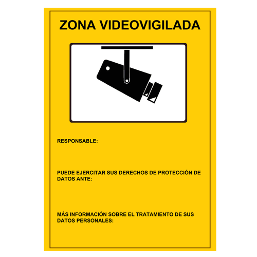 GENERICOS - Cartel de plastico - Serigrafia Zona Videovigilada - Homologado - 297 (Al) x 210 (An) mm - Uso inter (Ref.AC-CARTEL-ES)