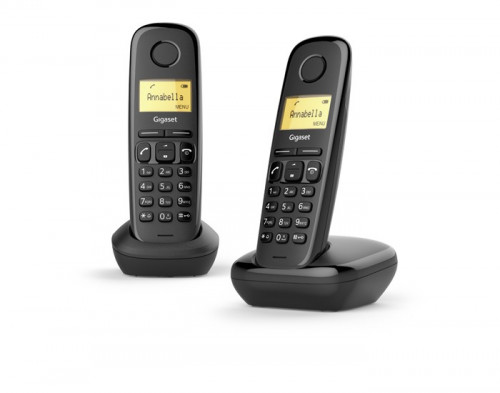 GIGASET - A170 Duo Teléfono DECT/analógico Negro Identificador de llamadas (Ref.L36852-H2802-D201)