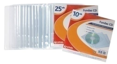 GRAFOPLÁS - FUNDA CD/DVD PP 133x137 BOLSA DE 10 (110µ) (Ref.13650000)