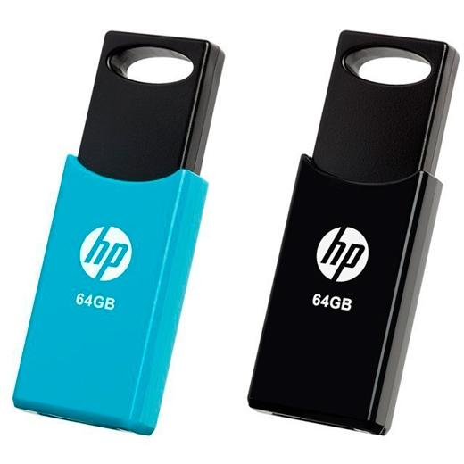 HP - PENDRIVE V212W 64GB RETRÁCTIL USB 2.0 C/RANURA PARA COLGAR NEGRO/AZUL -PACK 2U- (Canon L.P.I. 0,48€ Incluido) (Ref.FD212-64-TWIN)