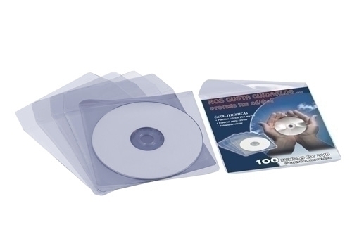 IBERPLAS - FUNDA CD/DVD PVC 130x130 SOLAPA (100µ) PAQUETE de 100 (Ref.479-10)