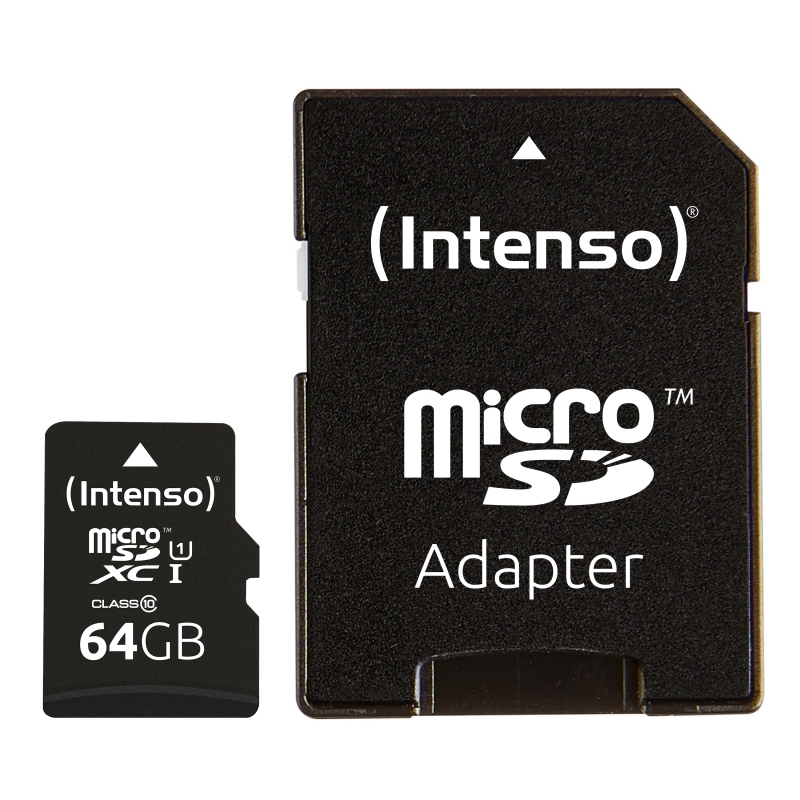 INTENSO - Micro SD UHS-I Premium 64GB c/adap (Canon L.P.I. 0,24€ Incluido) (Ref.3423490)