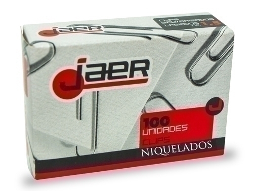 JAER - CLIP Nº3 (42 mm.) LABIADO NIQUELADO CAJA de 100 (Ref.J35023)