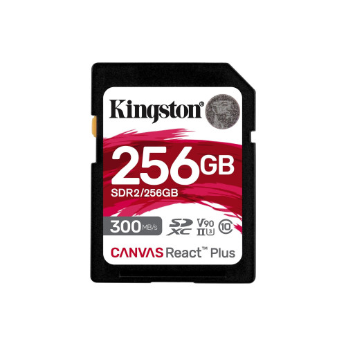KINGSTON - 256GB CANVAS REACT PLUS SDXC UHS-II 300R/260W U3 V90 FOR FULL HD/4K/8K (Canon L.P.I. 0,24€ Incluido) (Ref.SDR2/256GB)