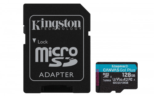KINGSTON - Technology Canvas Go! Plus memoria flash 128 GB MicroSD Clase 10 UHS-I (Canon L.P.I. 0,24€ Incluido) (Ref.SDCG3/128GB)