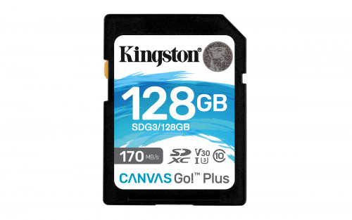 KINGSTON - Technology Canvas Go! Plus memoria flash 128 GB SD Clase 10 UHS-I (Canon L.P.I. 0,24€ Incluido) (Ref.SDG3/128GB)