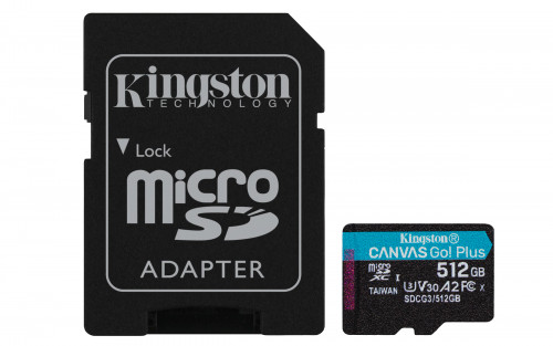 KINGSTON - Technology Canvas Go! Plus memoria flash 512 GB MicroSD Clase 10 UHS-I (Canon L.P.I. 0,24€ Incluido) (Ref.SDCG3/512GB)