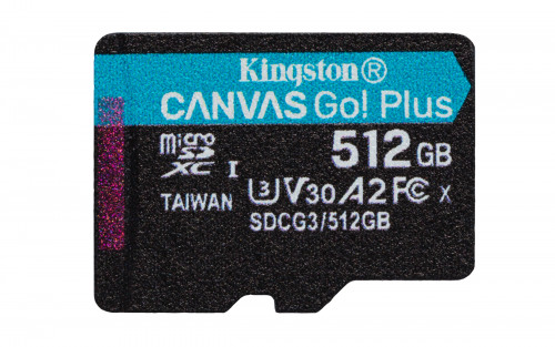 KINGSTON - Technology Canvas Go! Plus memoria flash 512 GB MicroSD Clase 10 UHS-I (Canon L.P.I. 0,24€ Incluido) (Ref.SDCG3/512GBSP)