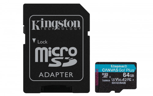 KINGSTON - Technology Canvas Go! Plus memoria flash 64 GB MicroSD Clase 10 UHS-I (Canon L.P.I. 0,24€ Incluido) (Ref.SDCG3/64GB)