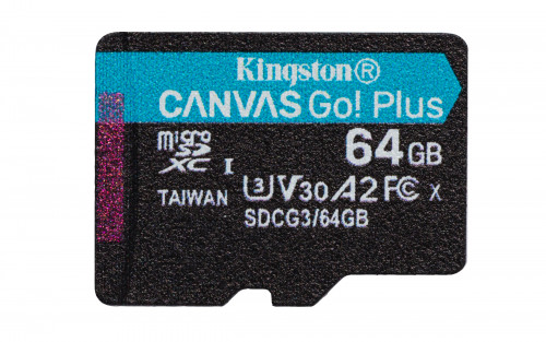 KINGSTON - Technology Canvas Go! Plus memoria flash 64 GB MicroSD Clase 10 UHS-I (Canon L.P.I. 0,24€ Incluido) (Ref.SDCG3/64GBSP)