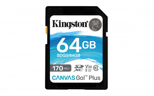 KINGSTON - Technology Canvas Go! Plus memoria flash 64 GB SD UHS-I Clase 10 (Canon L.P.I. 0,24€ Incluido) (Ref.SDG3/64GB)