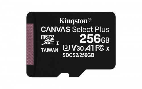 KINGSTON - Technology Canvas Select Plus memoria flash 256 GB MicroSDXC Clase 10 UHS-I (Canon L.P.I. 0,24€ Incluido) (Ref.SDCS2/256GB)