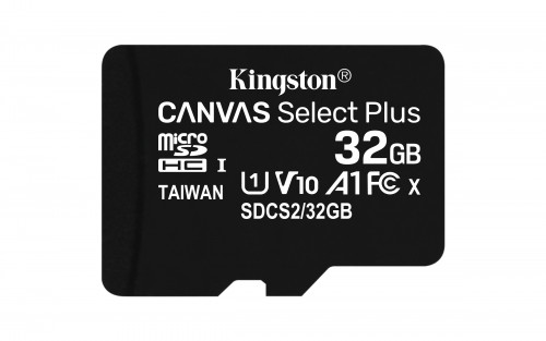 KINGSTON - Technology Canvas Select Plus memoria flash 32 GB MicroSDHC Clase 10 UHS-I (Canon L.P.I. 0,24€ Incluido) (Ref.SDCS2/32GB-3P1A)