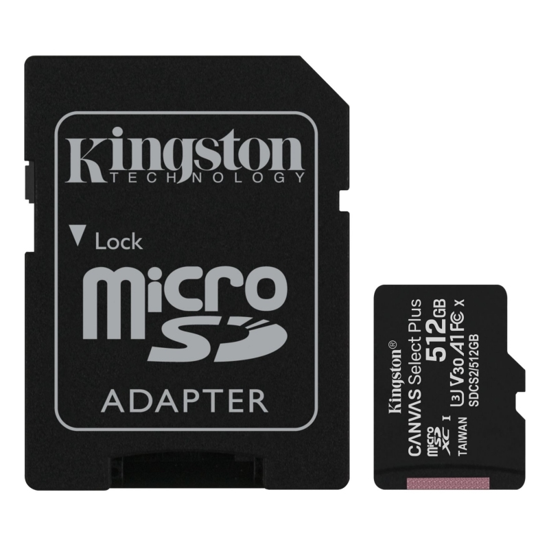 KINGSTON - Technology Canvas Select Plus memoria flash 512 GB SDXC Clase 10 UHS-I (Canon L.P.I. 0,24€ Incluido) (Ref.SDS2/512GB)