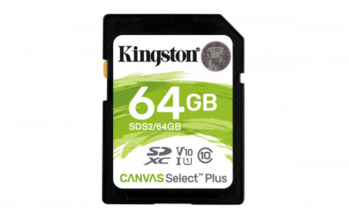 KINGSTON - Technology Canvas Select Plus memoria flash 64 GB SDXC Clase 10 UHS-I (Canon L.P.I. 0,24€ Incluido) (Ref.SDS2/64GB)