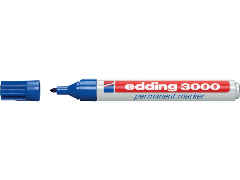 EDDING - Marcador permanente 3000 Trazo 1.5-3mm Punta conica Azul Secado rapido (Ref.3000-03)