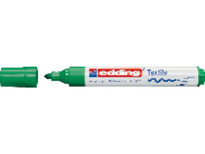 EDDING - Marcador textil 4500 Verde punta de 2-3 mm. Tinta pigmentada a base de agua (Ref.4500-04)