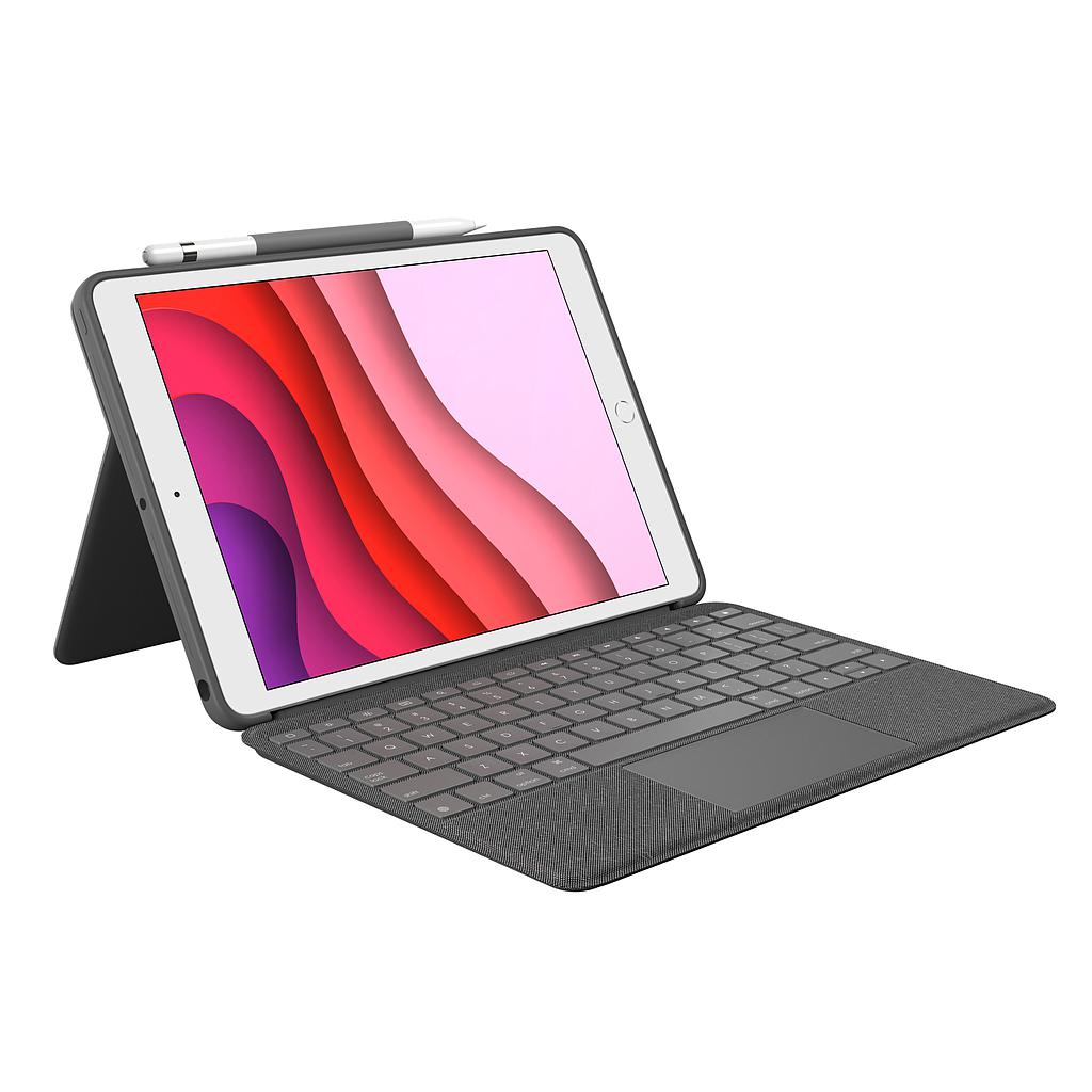 LOGITECH - Funda con Teclado Combo Touch para Tablets Apple Ipad 7ª/ 8ª/ 9ª Generación 10.2 Gris (Ref.48141)
