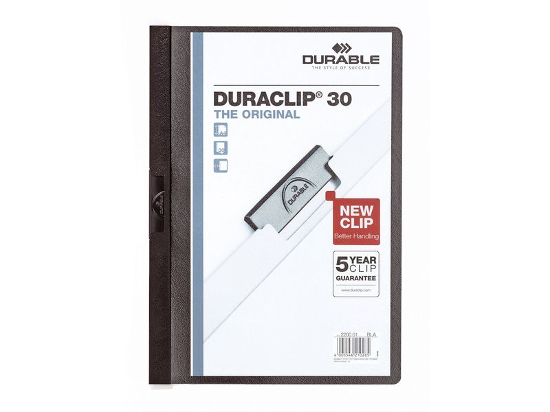 DURABLE - Dossiers clip Duraclip Capacidad 30 hojas A4 Negro PVC (Ref.2200-01)