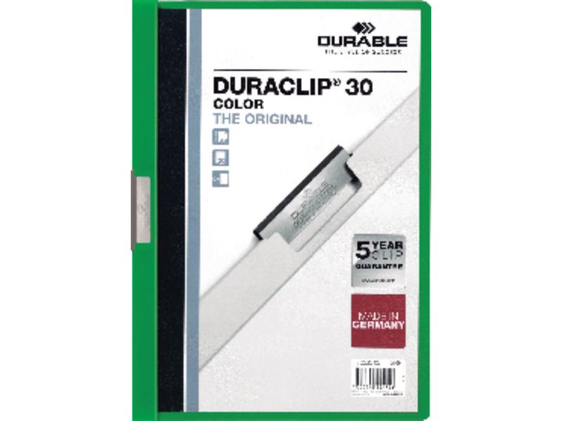 DURABLE - Dossiers clip Duraclip Capacidad 30 hojas A4 Verde PVC (Ref.2200-32)