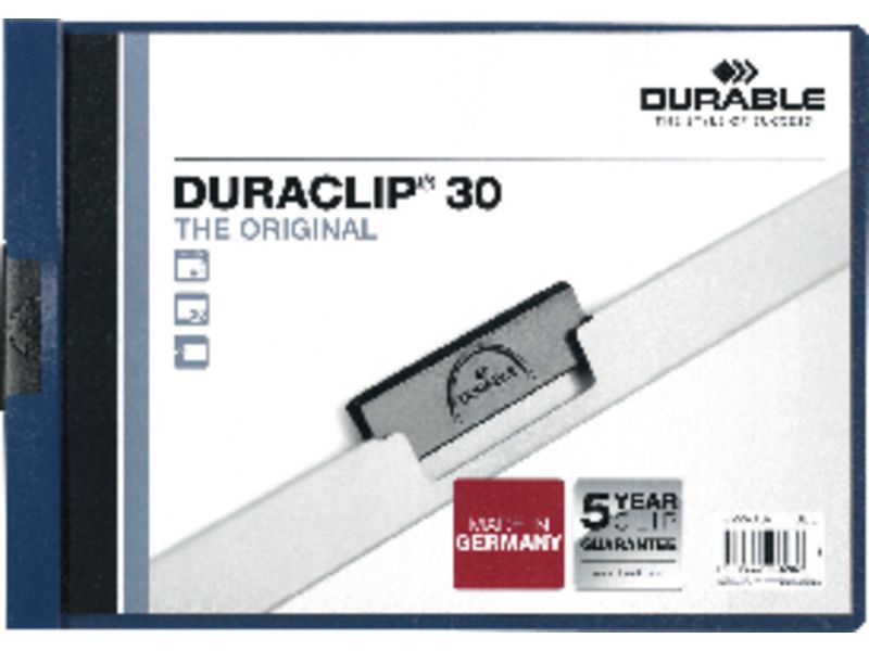 DURABLE - Dossiers clip Duraclip Capacidad 30 hojas Apaisado Azul oscuro PVC 869081 (Ref.2246-07)