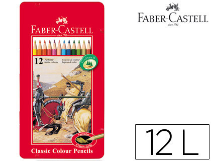 FABER CASTELL - LAPICES DE COLORES CAJA METALICA DE 12 COLORES SURTIDOS (Ref.11 58 44)