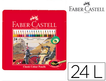 FABER CASTELL - LAPICES DE COLORES CAJA METALICA DE 24 COLORES SURTIDOS (Ref.11 58 45)