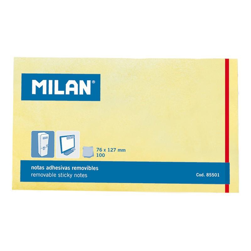 MILAN - BLOC NOTAS ADHESIVAS 100 HOJAS 127X76MM AMARILLO -10U- (Ref.85501)