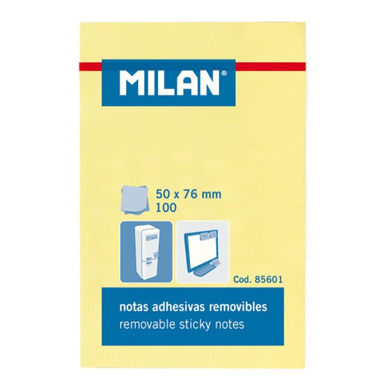 MILAN - BLOC NOTAS ADHESIVAS 100 HOJAS 50X76MM AMARILLO -10U- (Ref.85601)