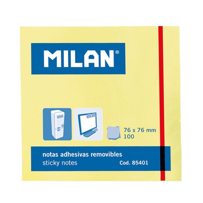 MILAN - BLOC NOTAS ADHESIVAS 100 HOJAS 76X76MM AMARILLO -10U- (Ref.85401)