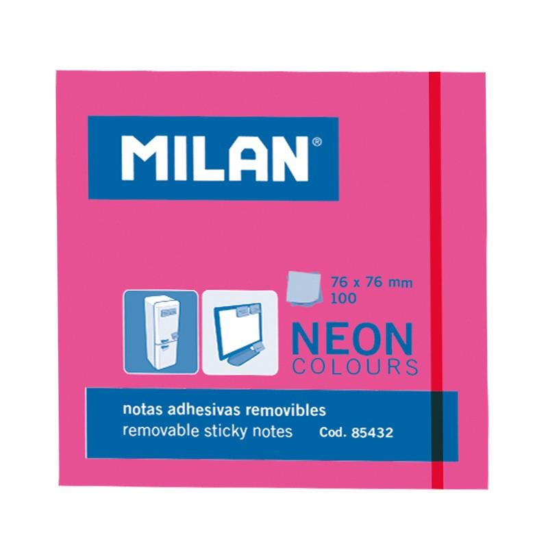 MILAN - BLOC NOTAS ADHESIVAS 100 HOJAS 76X76MM ROSA NEÓN -10U- (Ref.85432)