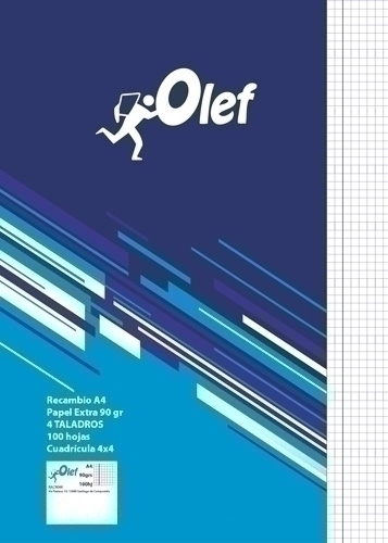 OLEF - RECAMBIO A4 100h 90gr 4 TALADROS CUADRIC.4x4 (Ref.RAC9044)