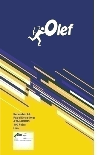 OLEF - RECAMBIO A4 100h 90gr 4 TALADROS LISO (Ref.RAC90LS)