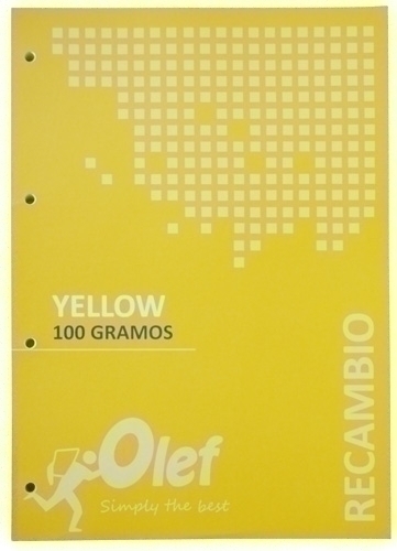 OLEF - RECAMBIO A4 80h 100gr 4 TALADROS CUADRIC.5x5 AMARILLO (Ref.R100AMA)