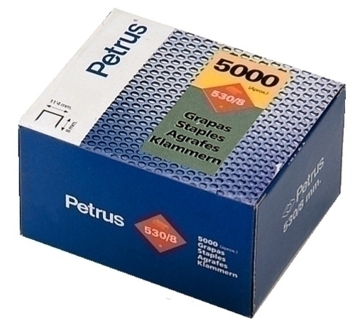 PETRUS - GRAPAS CLAVADORA 530/12 mm. COBREADAS caja de 5000 (Ref.77510)
