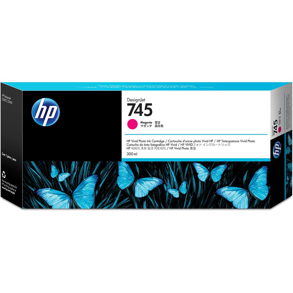 HP ( HEWLETT PACKARD ) - 745 300-ml Cartuchos ORIGINALES Inyección De Tinta Magenta (Ref.F9K01A)