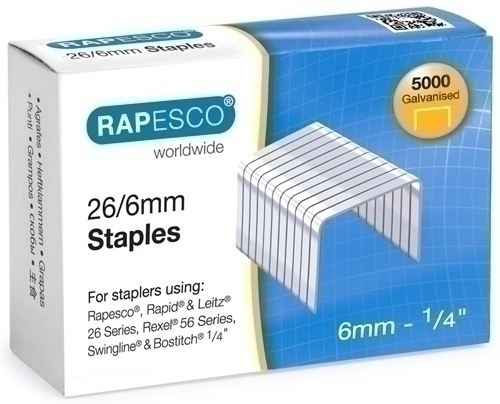 RAPESCO - GRAPAS STANDARD 26/6 mm. GALVANIZADAS caja de 5000 (Ref.S11662Z3)