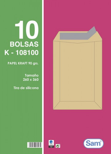 SAM - PAQUETES DE 10 BOLSAS BLANCAS, CON TIRA DE SILICONA TAMAÑO 260X360 100 GRS. (Ref.665111)