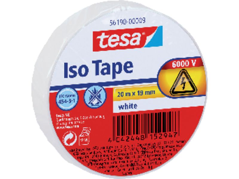 TESA - Cintas Aislante 19 mm X 20 m. ColorBlanco. Hasta 6000 voltios . (Ref.56190-00009-02)