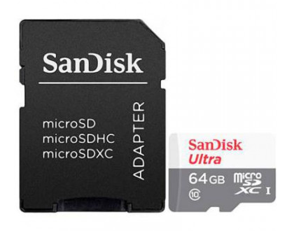 SANDISK - 64GB Ultra microSDXC memoria flash Clase 10 (Canon L.P.I. 0,24€ Incluido) (Ref.SDSQUNR-064G-GN3MA)