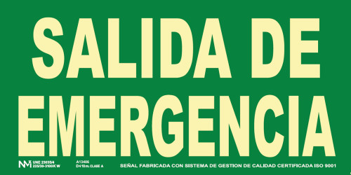 SEÑAL HOMOLOGADA SALIDA DE EMERGENCIA (Ref.6170-15H VE)